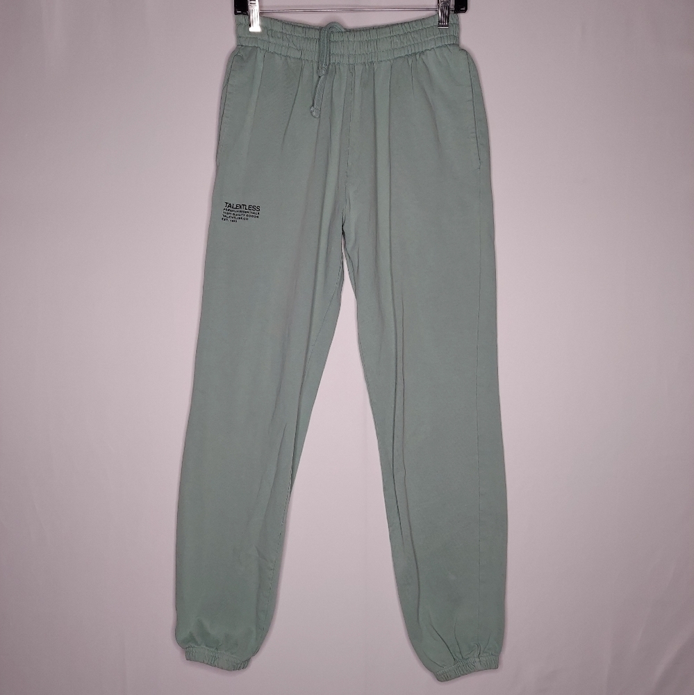 Talentless Elementz Jogger Sweatpants Women Medium Green High Rise Organic